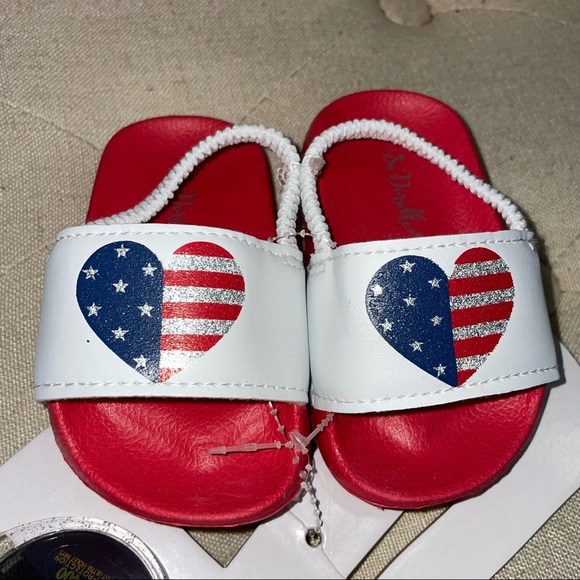 So' Dorable NWT! Girls American Flag Sandals And Sunglasses Set Size 3 - Picture 8 of 9